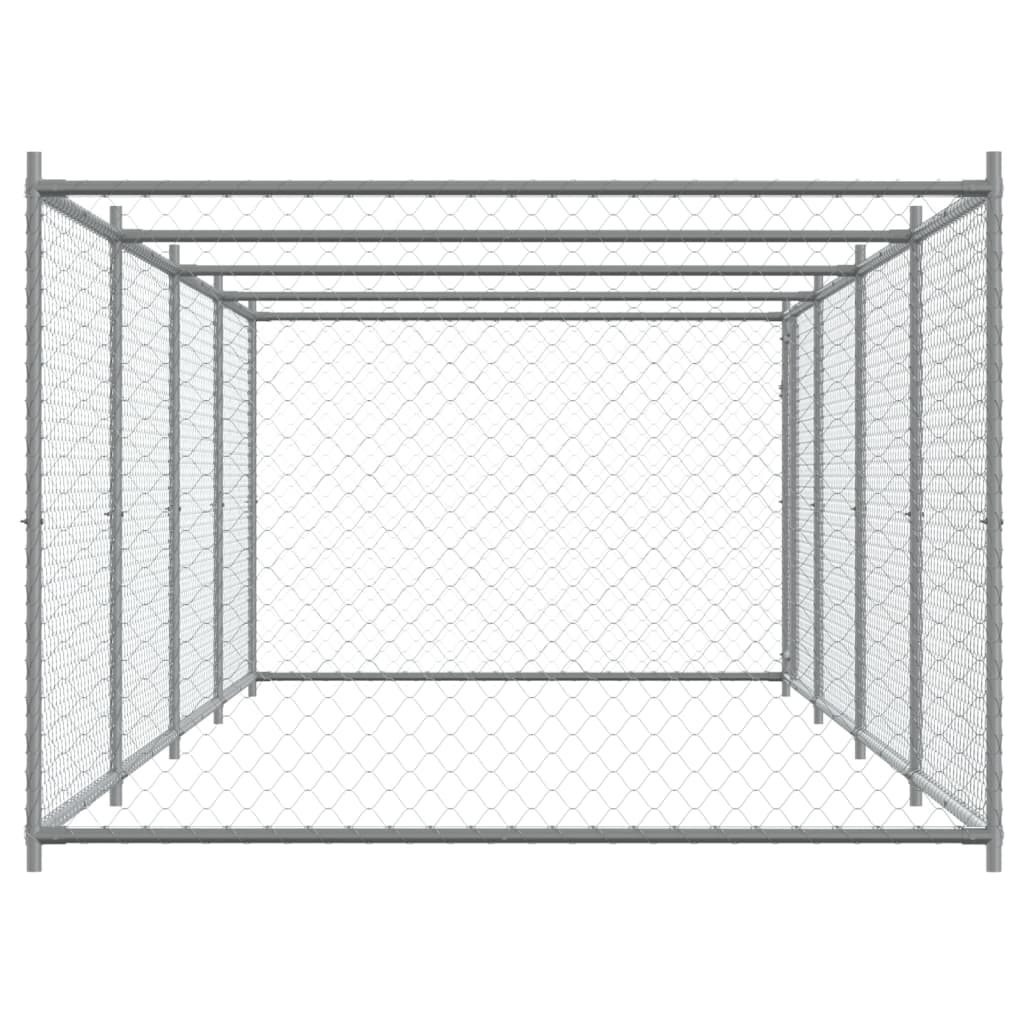 vidaXL Jaula de perros con puerta acero galvanizado gris 8x2x1,5 m