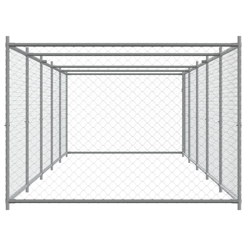 vidaXL Jaula de perros con puerta acero galvanizado gris 10x2x1,5 m