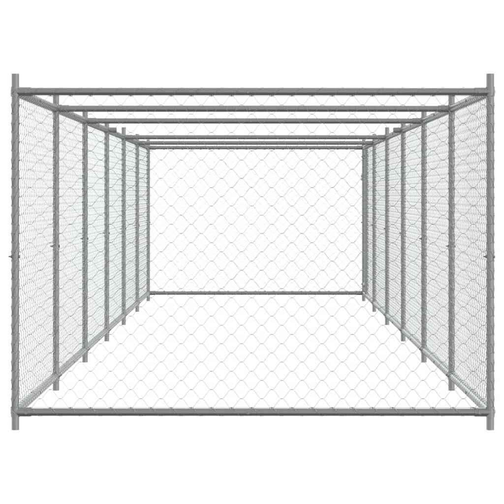 vidaXL Jaula de perros con puerta acero galvanizado gris 12x2x1,5 m