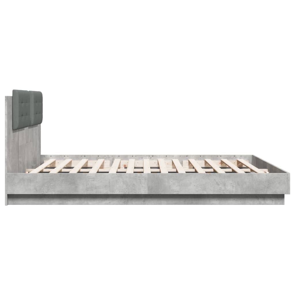 vidaXL Cama con cabecero madera de ingeniería gris hormigón 180x200 cm