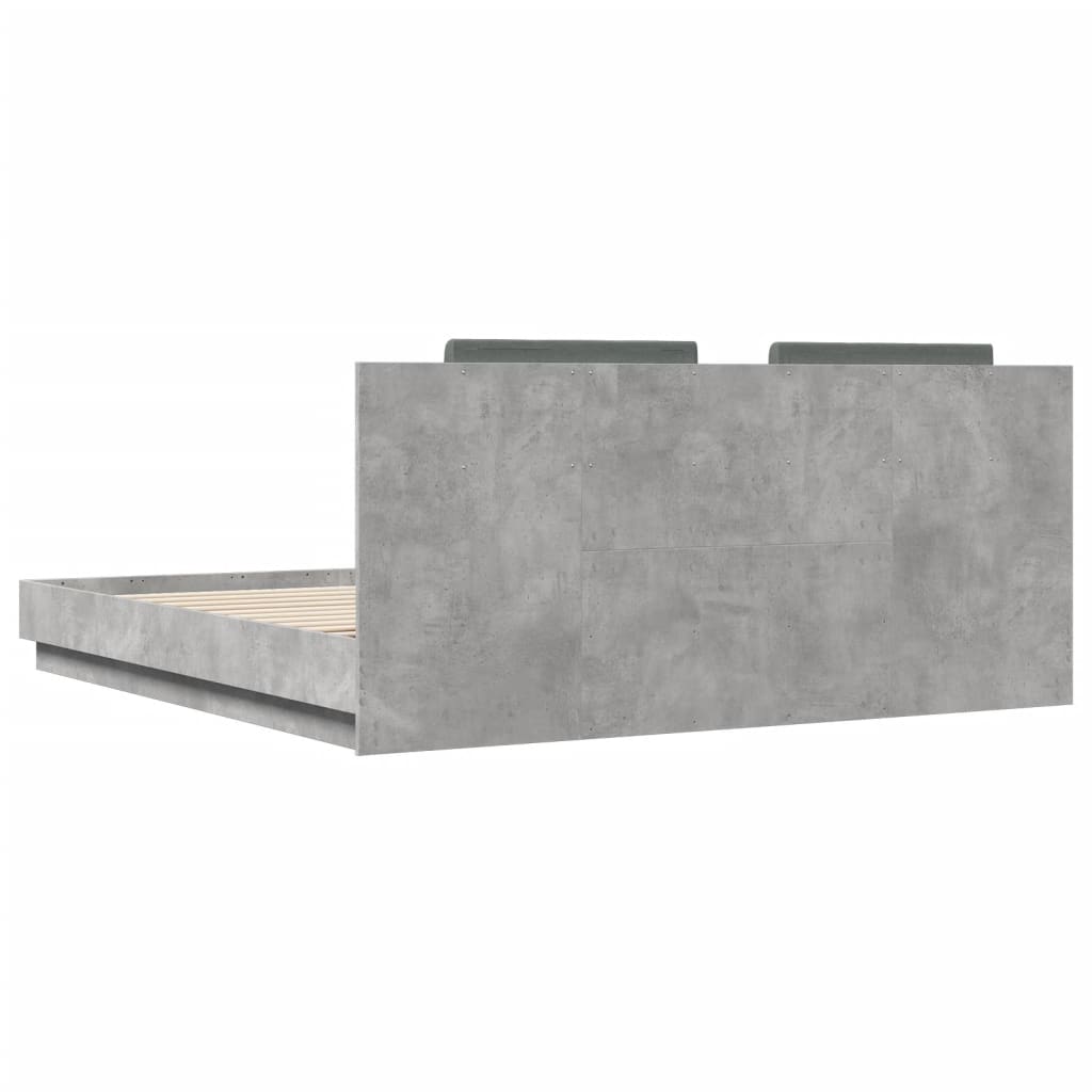 vidaXL Cama con cabecero madera de ingeniería gris hormigón 180x200 cm