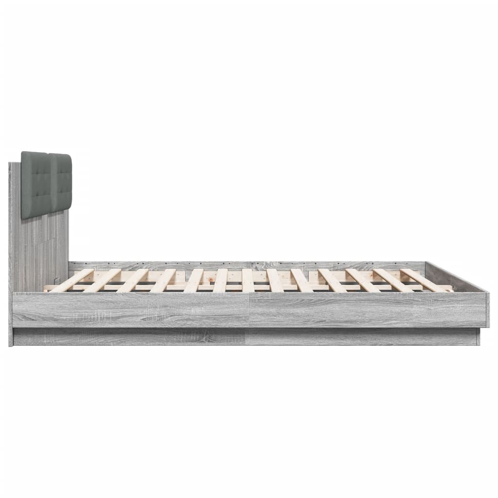 vidaXL Cama con cabecero madera de ingeniería gris Sonoma 180x200 cm