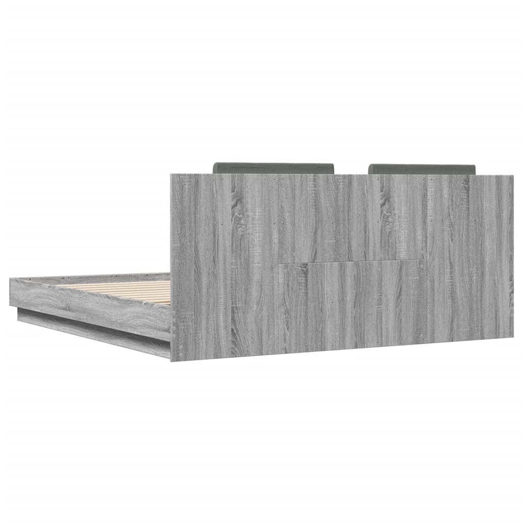 vidaXL Cama con cabecero madera de ingeniería gris Sonoma 180x200 cm