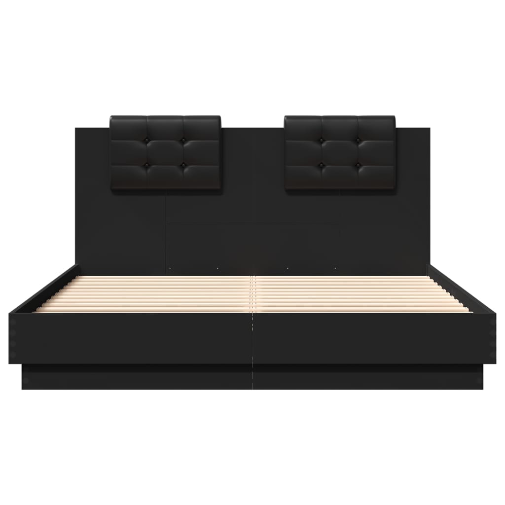 vidaXL Estructura cama con cabecero madera ingeniería negro 150x200 cm