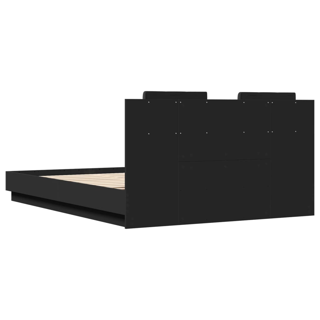 vidaXL Estructura cama con cabecero madera ingeniería negro 150x200 cm