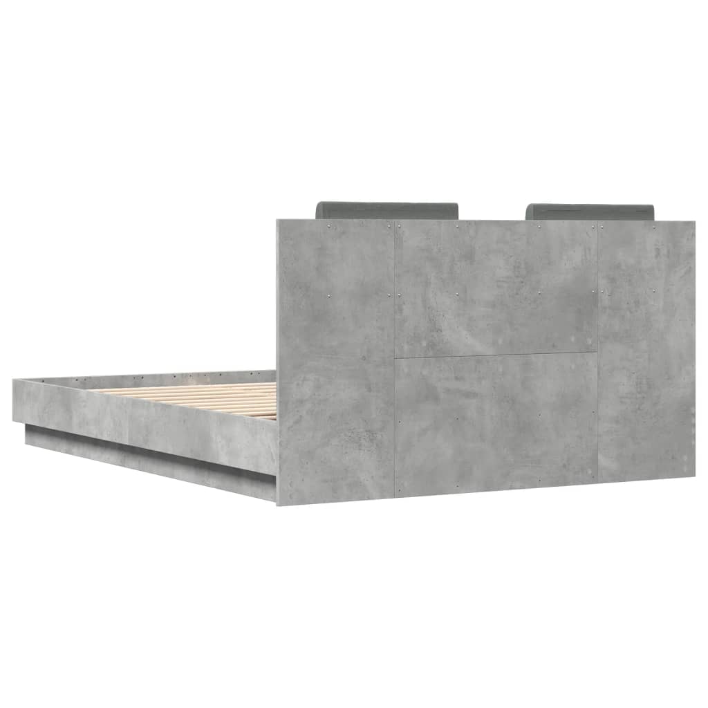 vidaXL Cama con cabecero madera de ingeniería gris hormigón 150x200 cm