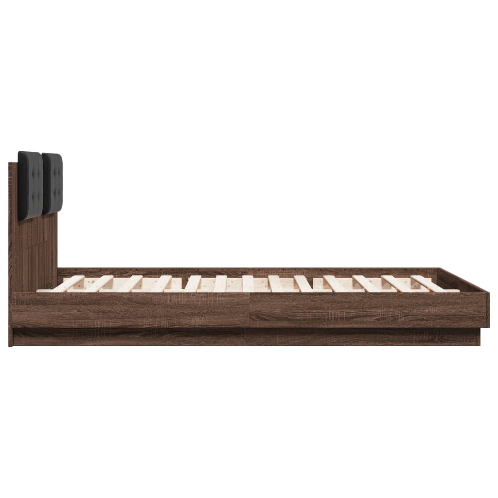 vidaXL Cama con cabecero madera de ingeniería marrón roble 150x200 cm