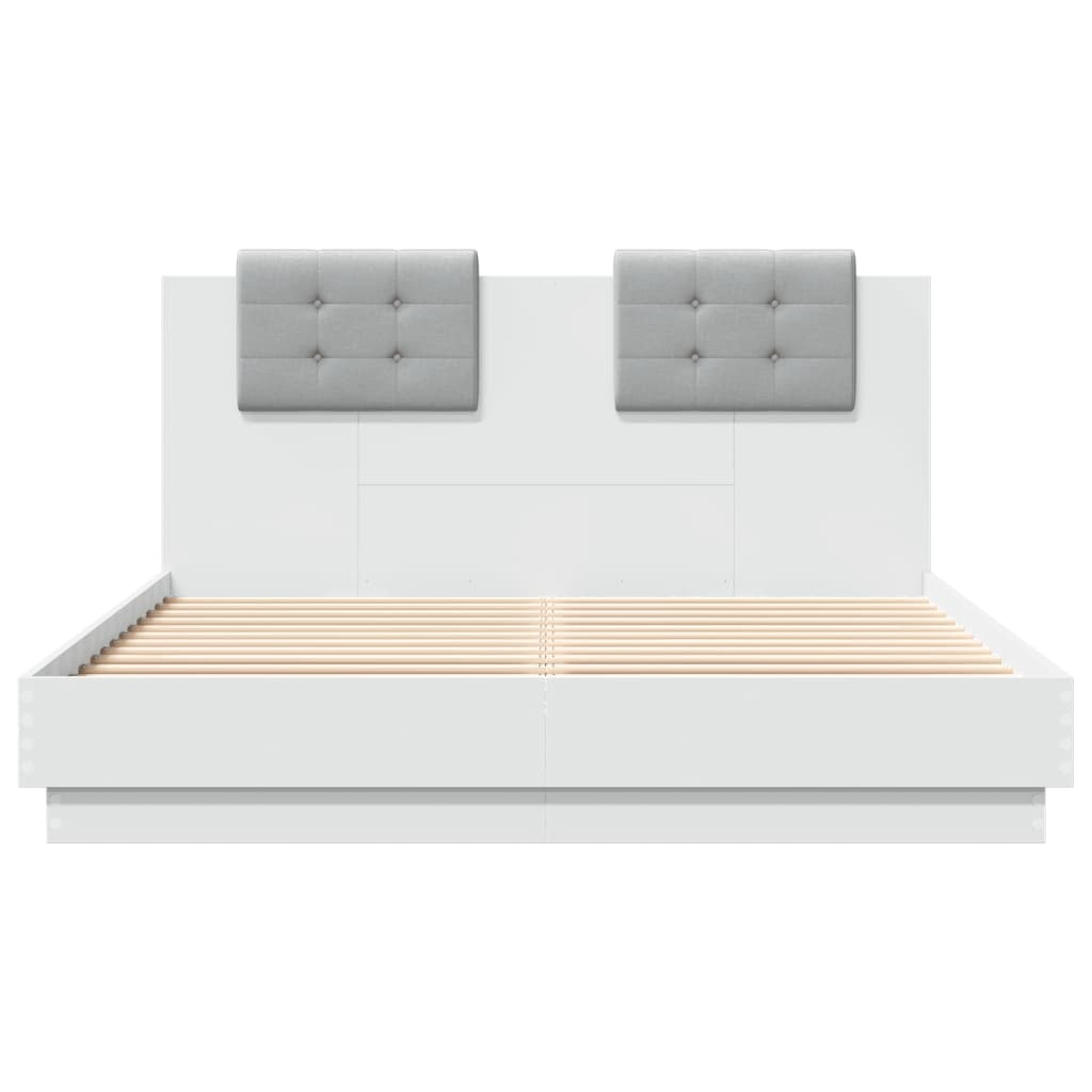 vidaXL Estructura cama con cabecero madera ingeniería blanco 120x200cm