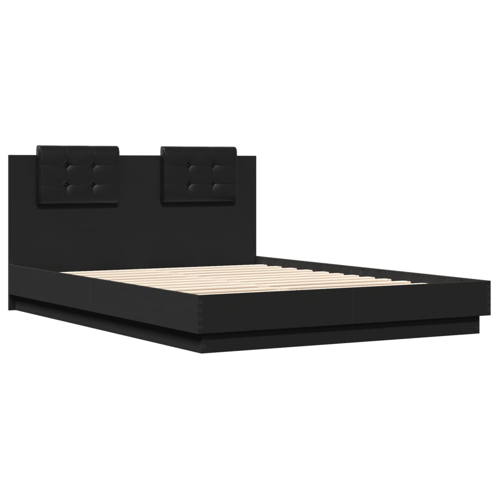 vidaXL Estructura cama con cabecero madera ingeniería negro 120x200 cm