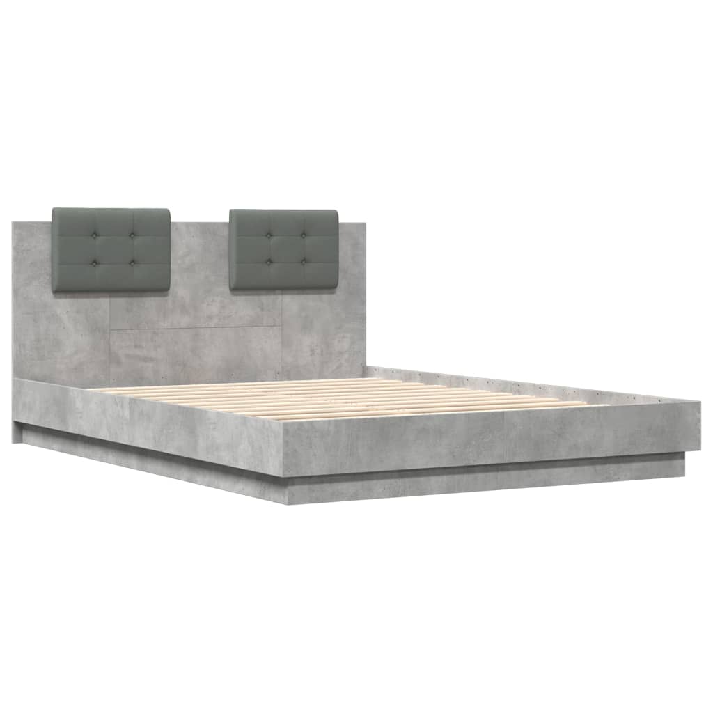 vidaXL Cama con cabecero madera de ingeniería gris hormigón 120x200 cm