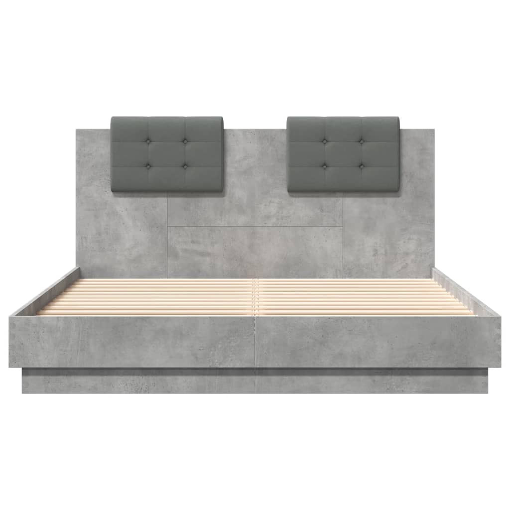 vidaXL Cama con cabecero madera de ingeniería gris hormigón 120x200 cm