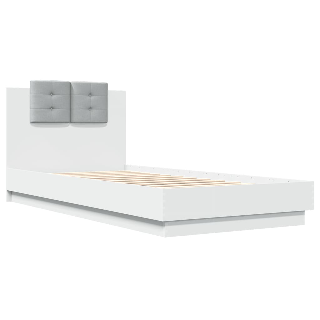 vidaXL Estructura cama con cabecero madera ingeniería blanco 100x200cm