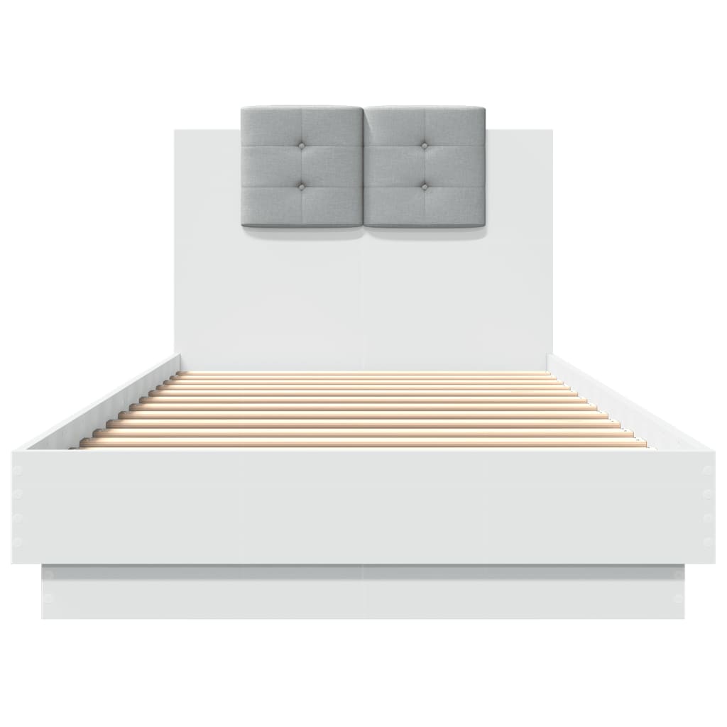 vidaXL Estructura cama con cabecero madera ingeniería blanco 100x200cm