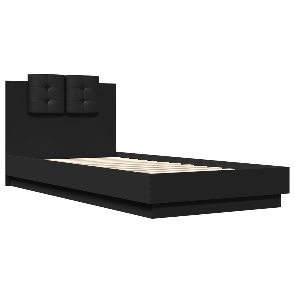 vidaXL Estructura cama con cabecero madera ingeniería negro 100x200 cm