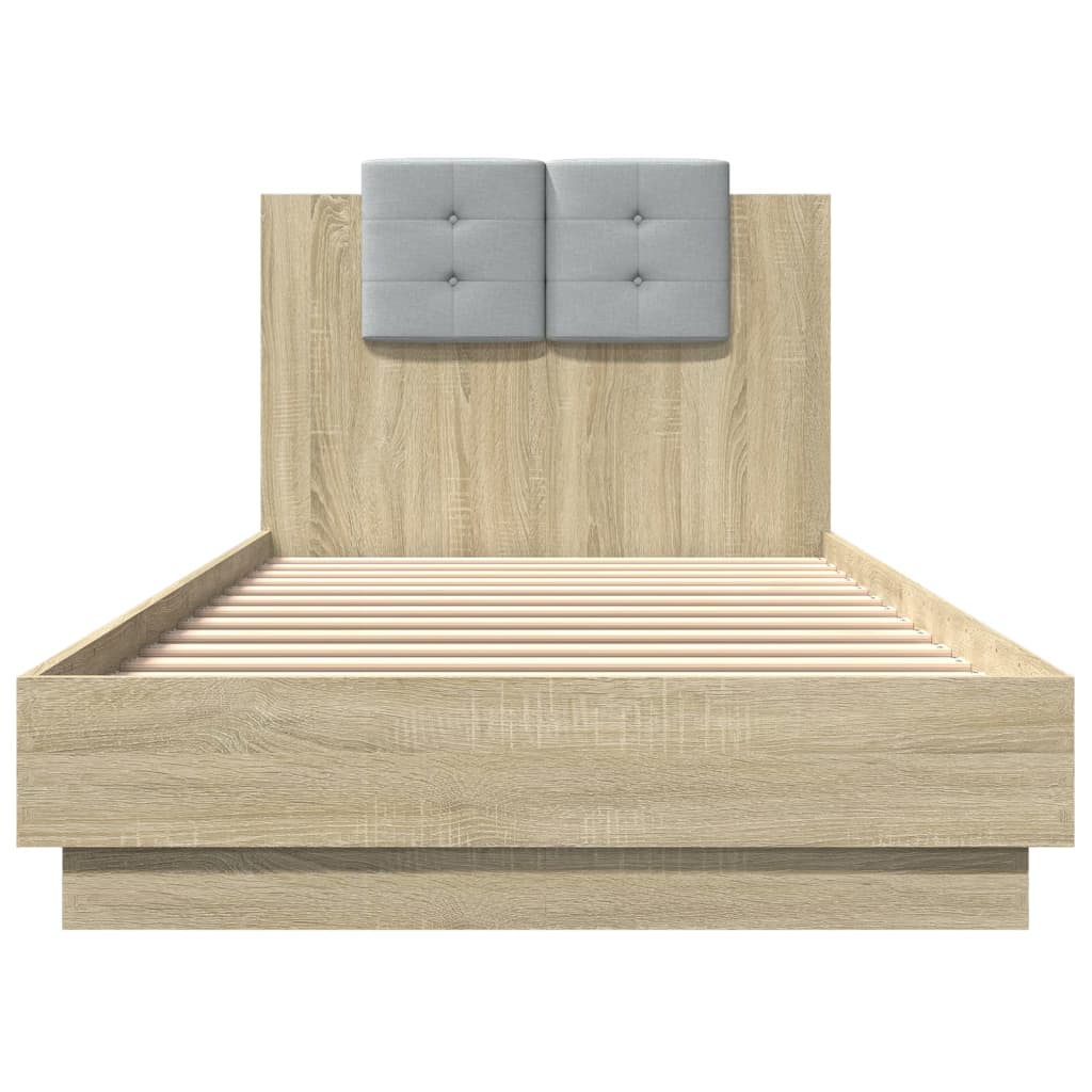 vidaXL Cama con cabecero madera de ingeniería roble Sonoma 100x200 cm