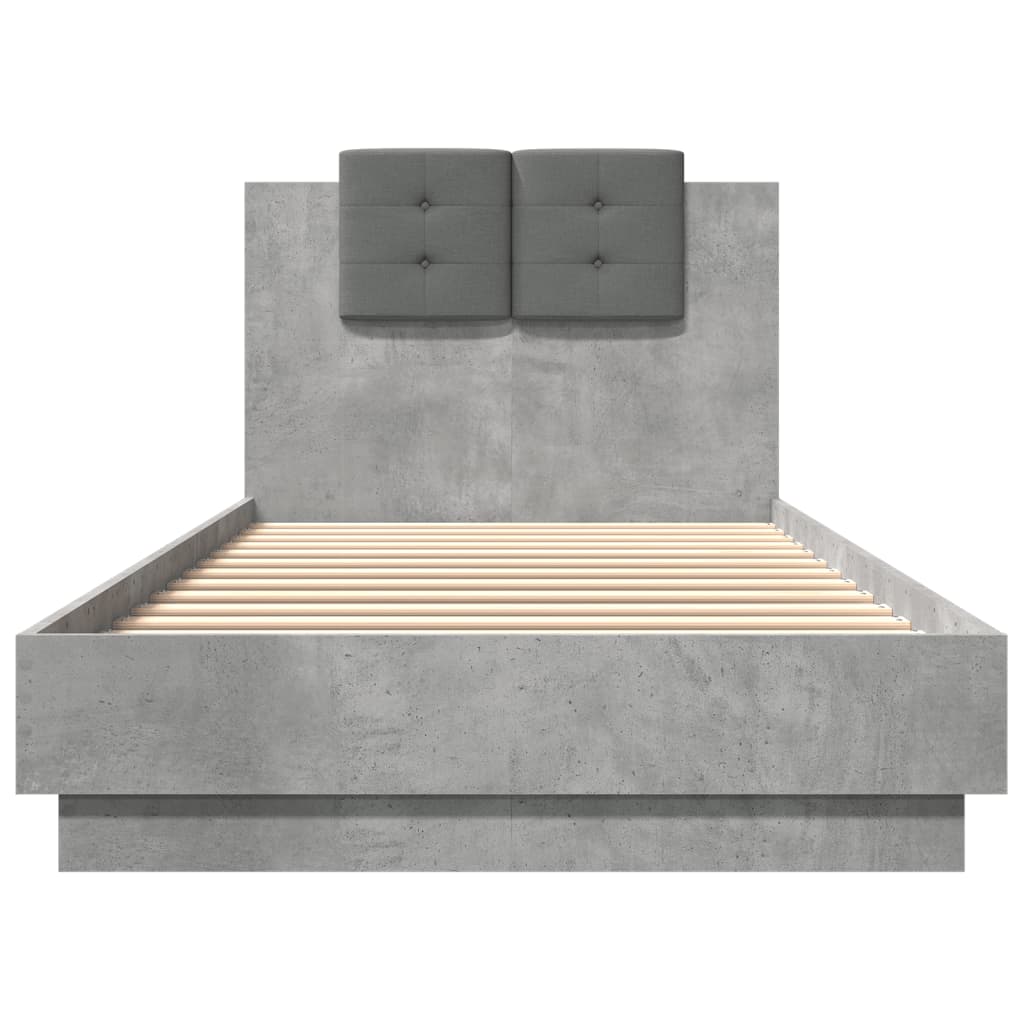 vidaXL Cama con cabecero madera de ingeniería gris hormigón 100x200 cm