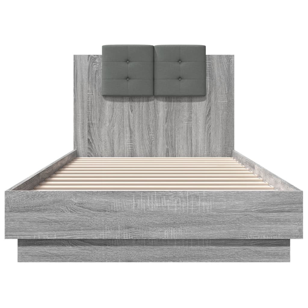 vidaXL Cama con cabecero madera de ingeniería gris Sonoma 100x200 cm