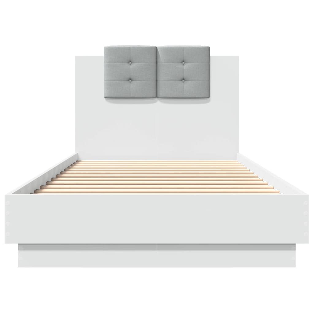 vidaXL Estructura cama con cabecero madera ingeniería blanco 90x200 cm