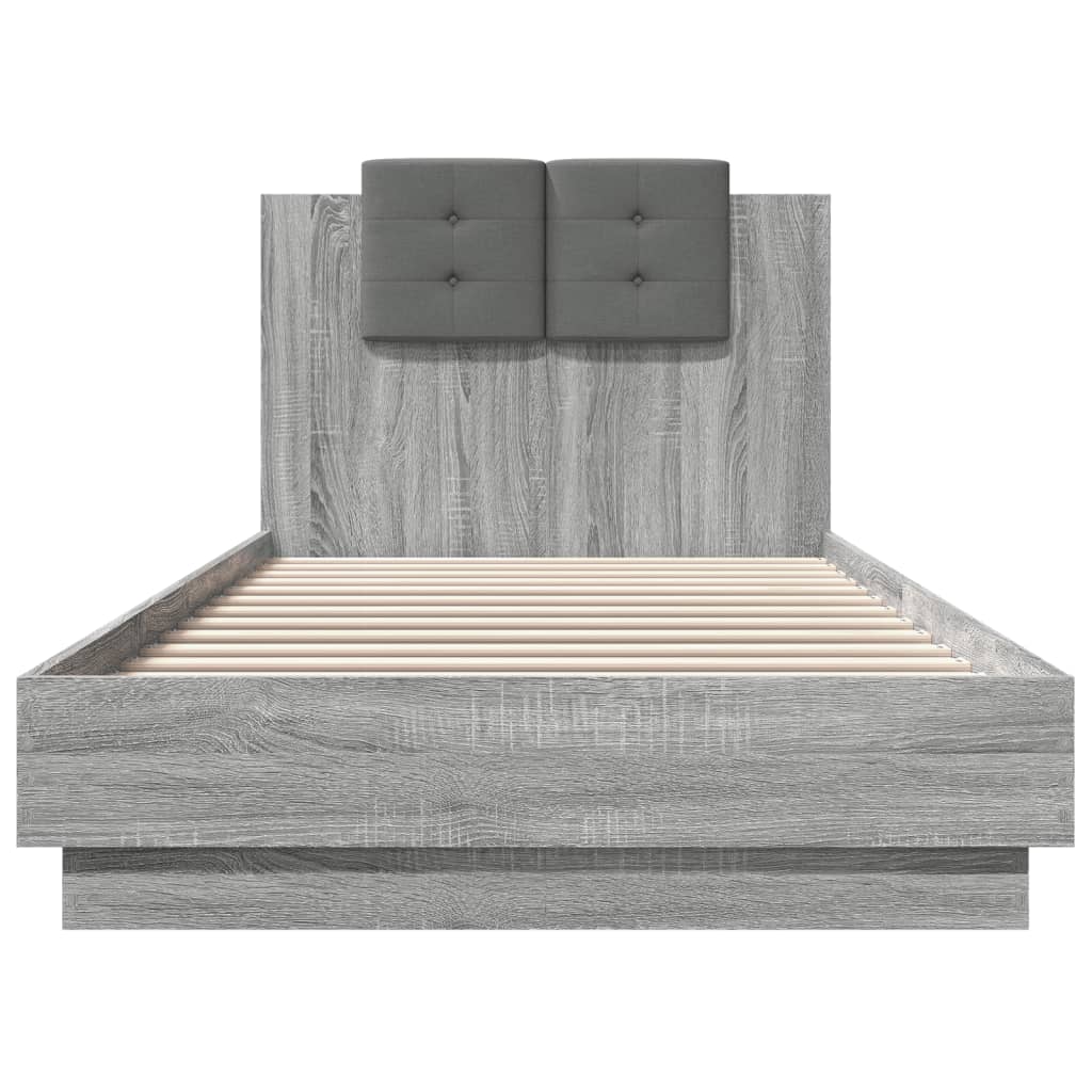 vidaXL Cama con cabecero madera de ingeniería gris Sonoma 90x200 cm