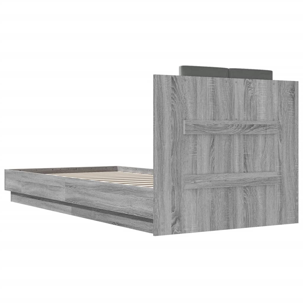 vidaXL Cama con cabecero madera de ingeniería gris Sonoma 90x200 cm