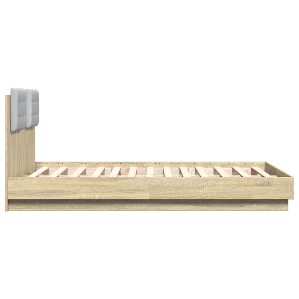 vidaXL Cama con cabecero madera de ingeniería roble Sonoma 140x190 cm