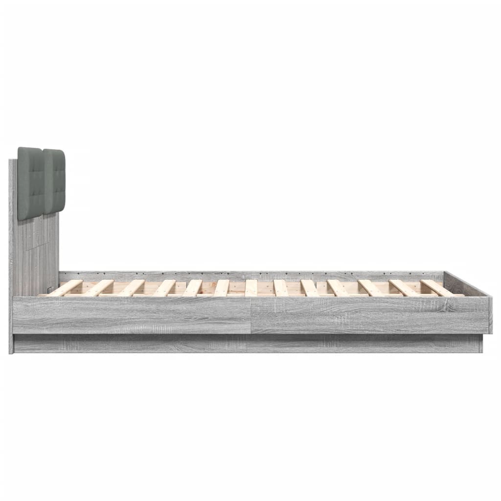 vidaXL Cama con cabecero madera de ingeniería gris Sonoma 140x190 cm