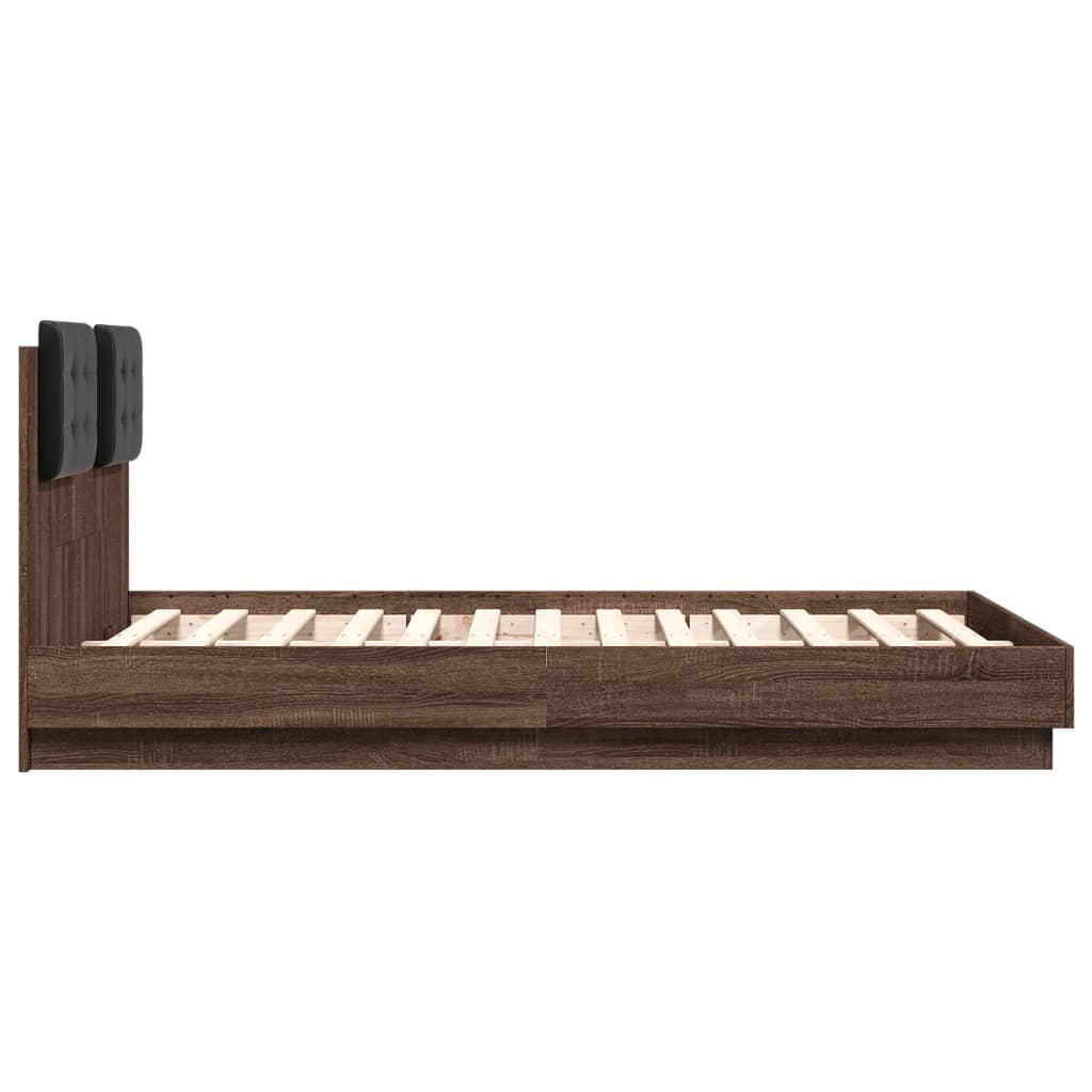 vidaXL Cama con cabecero madera de ingeniería marrón roble 140x190 cm