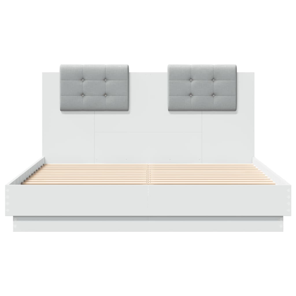 vidaXL Estructura cama con cabecero madera ingeniería blanco 135x190cm