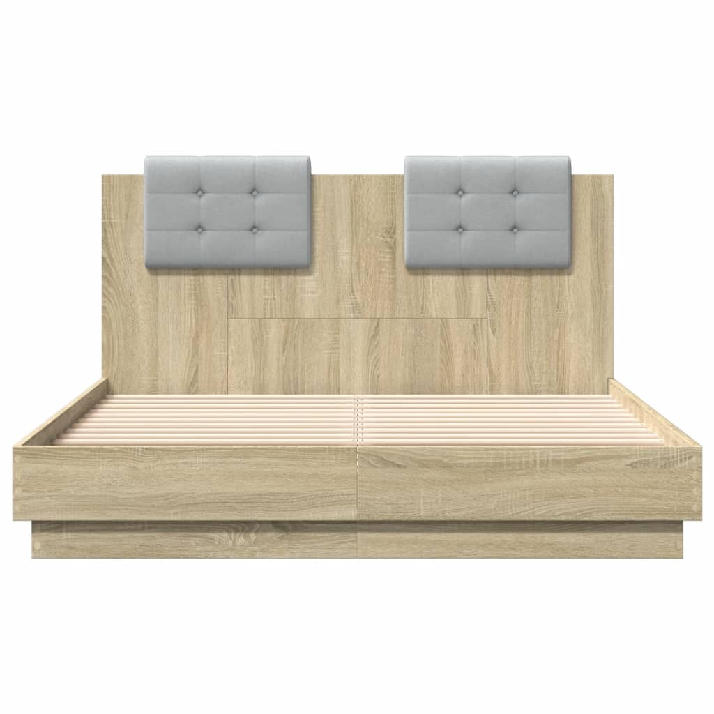 vidaXL Cama con cabecero madera de ingeniería roble Sonoma 120x190 cm