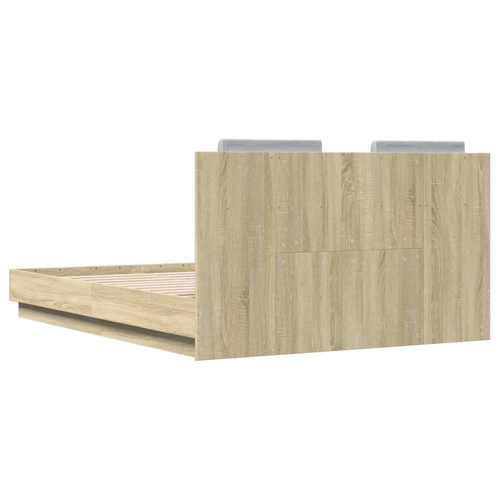 vidaXL Cama con cabecero madera de ingeniería roble Sonoma 120x190 cm