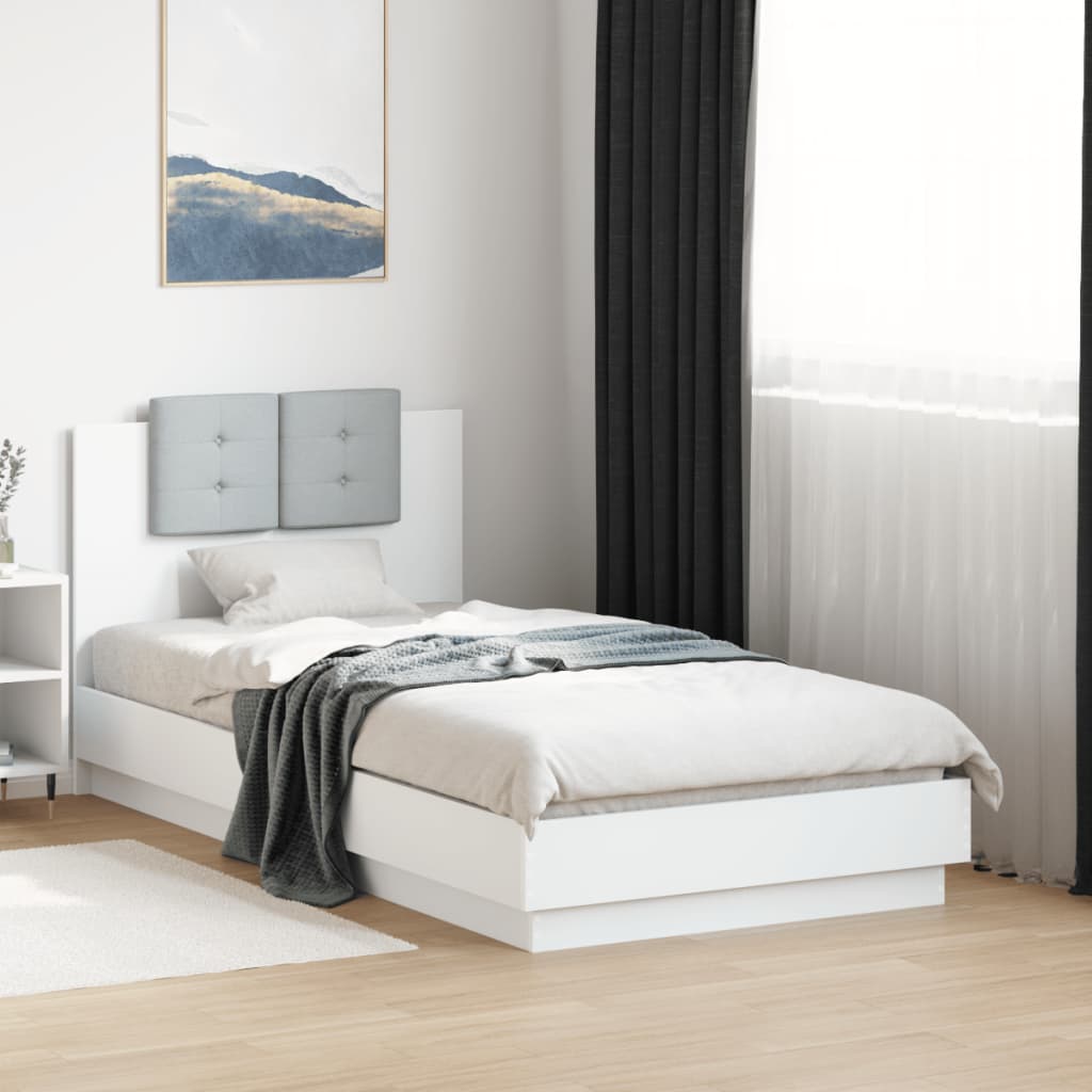 vidaXL Cama con cabecero madera de ingeniería blanca 90x190 cm