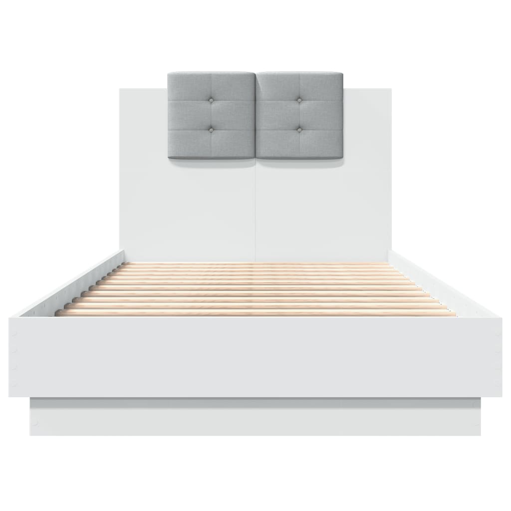 vidaXL Cama con cabecero madera de ingeniería blanca 90x190 cm