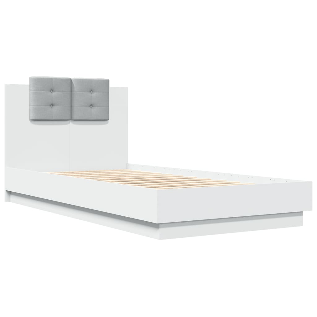 vidaXL Estructura cama con cabecero madera ingeniería blanca 75x190 cm