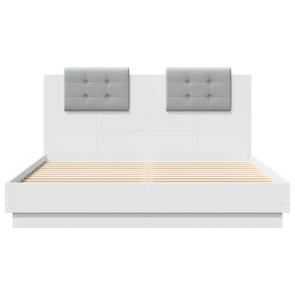 vidaXL Estructura de cama con cabecero y luces LED blanco 120x200 cm