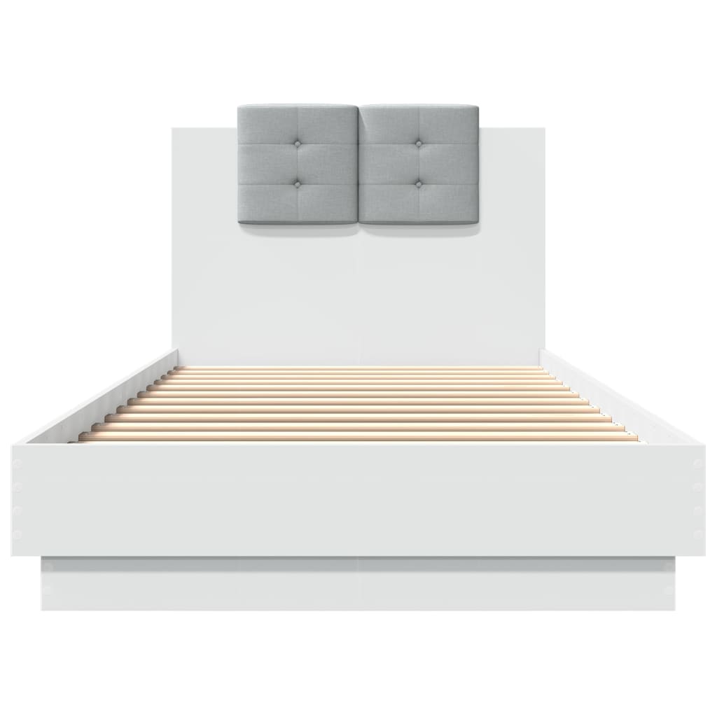 vidaXL Estructura de cama con cabecero y luces LED blanco 90x200 cm