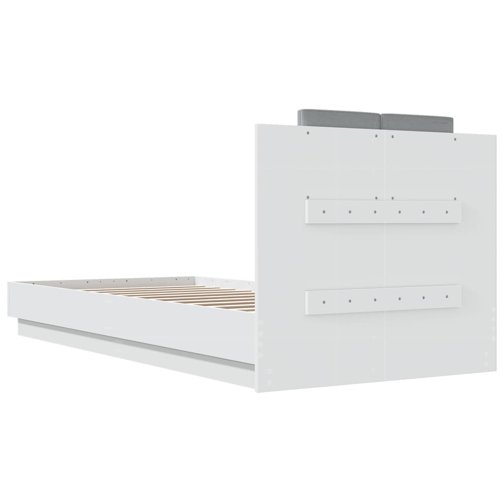 vidaXL Estructura de cama con cabecero y luces LED blanco 90x200 cm