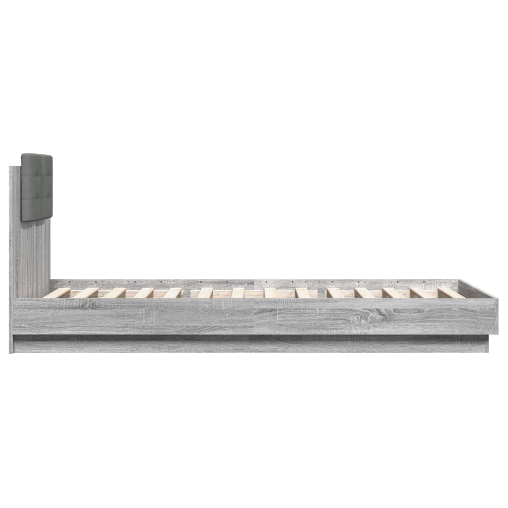 vidaXL Estructura de cama cabecero luces LED gris Sonoma 90x200 cm