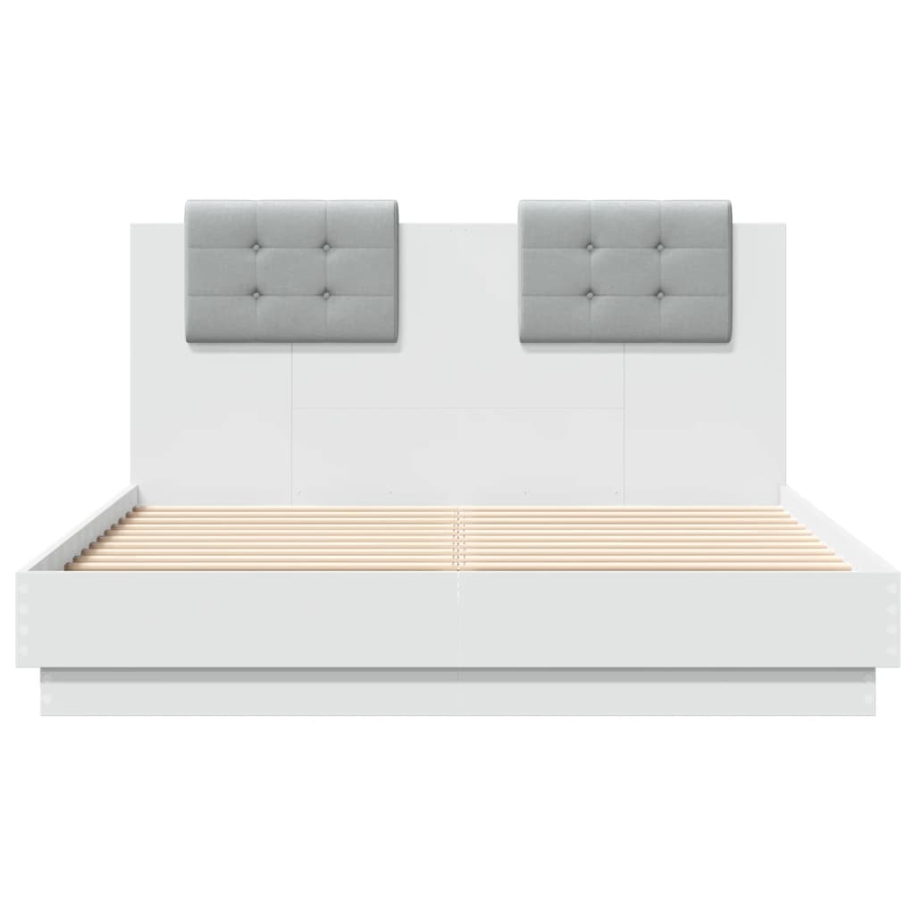 vidaXL Estructura de cama con cabecero y luces LED blanco 140x190 cm