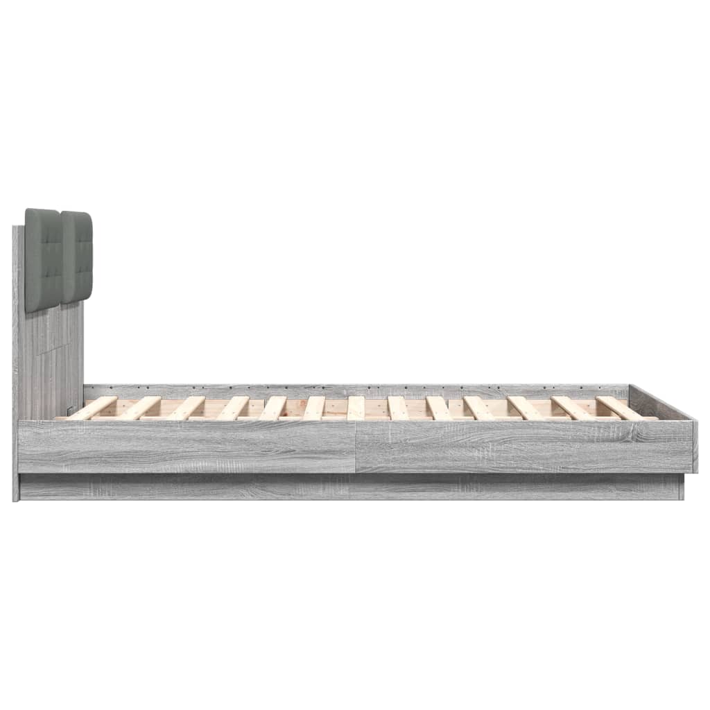 vidaXL Estructura cama con cabecero luces LED gris Sonoma 135x190 cm