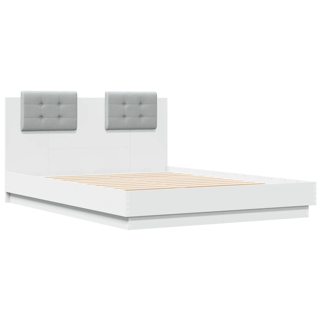 vidaXL Estructura de cama con cabecero y luces LED blanco 120x190 cm