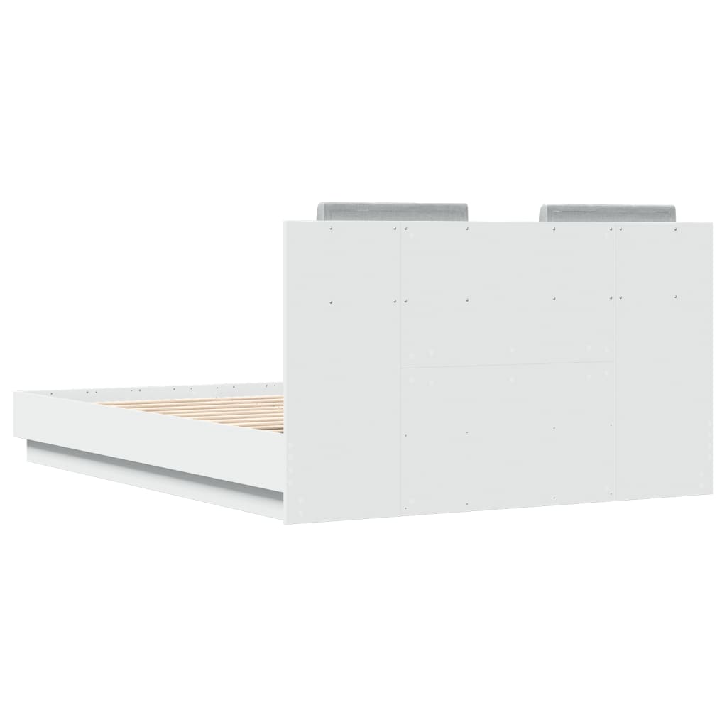 vidaXL Estructura de cama con cabecero y luces LED blanco 120x190 cm