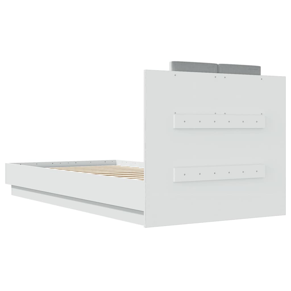 vidaXL Estructura de cama con cabecero y luces LED blanco 90x190 cm