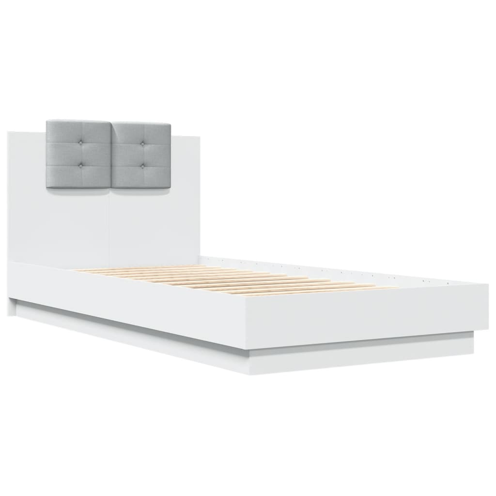 vidaXL Estructura de cama con cabecero y luces LED blanco 75x190 cm