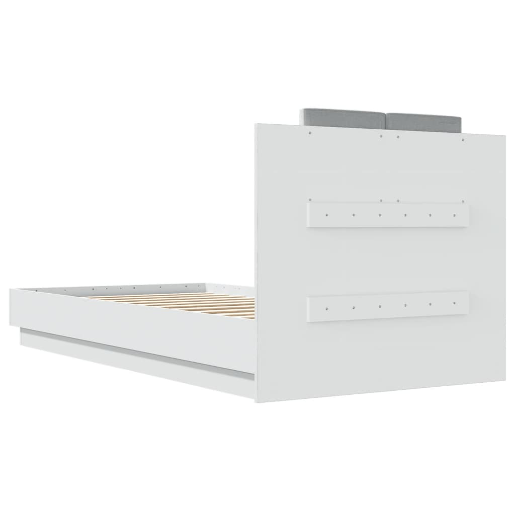 vidaXL Estructura de cama con cabecero y luces LED blanco 75x190 cm