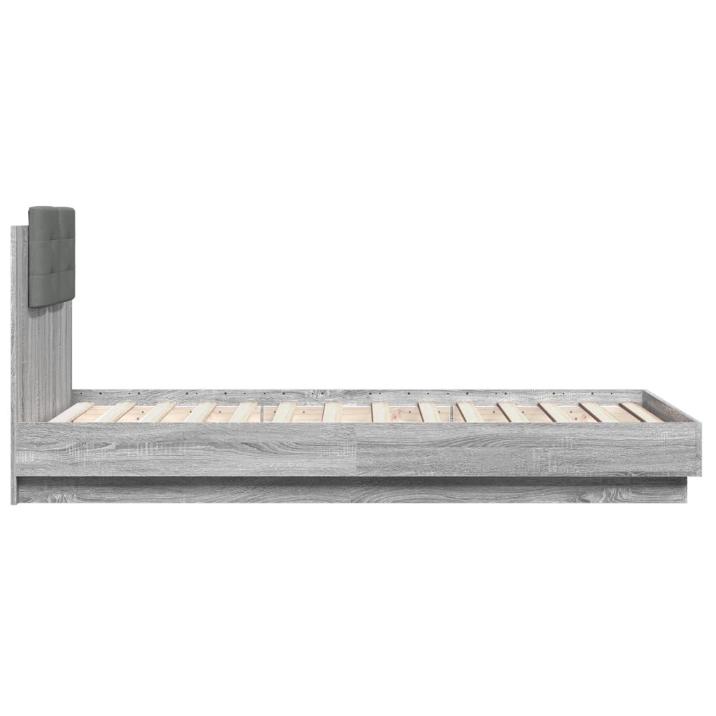 vidaXL Estructura de cama cabecero luces LED gris Sonoma 75x190 cm