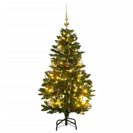 vidaXL Árbol Navidad artificial con bisagras 150 LED y bolas 120 cm