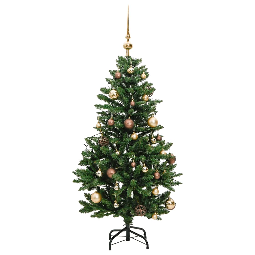 vidaXL Árbol Navidad artificial con bisagras 150 LED y bolas 120 cm