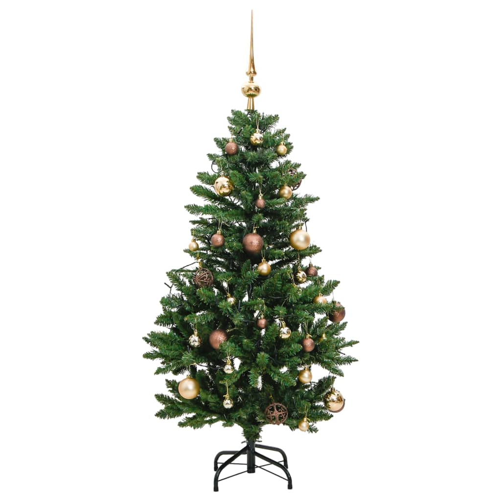 vidaXL Árbol de Navidad artificial con bisagras 150 LED y bolas 150 cm