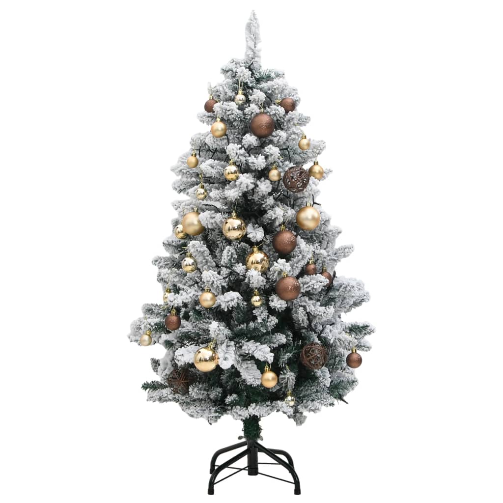 vidaXL Árbol de Navidad artificial con bisagras 150 LED y bolas 150 cm