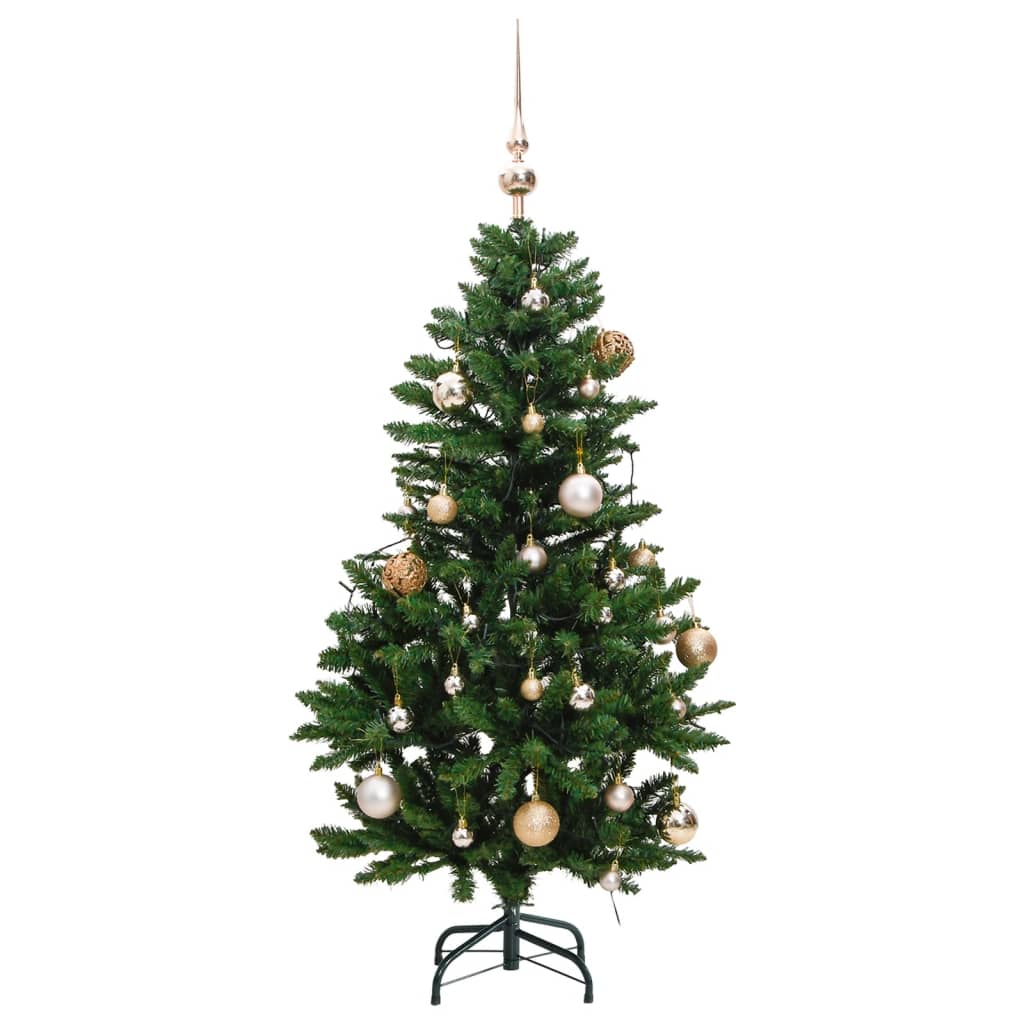 vidaXL Árbol Navidad artificial con bisagras 150 LED y bolas 120 cm